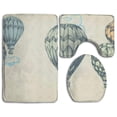 thumbnail image 1 of PUDMAD Beautiful Hot Air Balloon 3 Piece Bathroom Rugs Set Bath Rug Contour Mat and Toilet Lid Cover, 1 of 2
