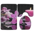 thumbnail image 1 of PUDMAD Beautiful Orchid White Candle 3 Piece Bathroom Rugs Set Bath Rug Contour Mat and Toilet Lid Cover, 1 of 2