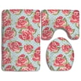 thumbnail image 1 of PUDMAD Beautiful Pink Rose 3 Piece Bathroom Rugs Set Bath Rug Contour Mat and Toilet Lid Cover, 1 of 2
