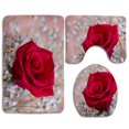 thumbnail image 1 of PUDMAD Beautiful Red Rose 3 Piece Bathroom Rugs Set Bath Rug Contour Mat and Toilet Lid Cover, 1 of 2