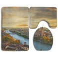thumbnail image 1 of PUDMAD Beautiful Romantic Verona Sunset Italy 3 Piece Bathroom Rugs Set Bath Rug Contour Mat and Toilet Lid Cover, 1 of 2