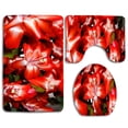 thumbnail image 1 of PUDMAD Beautiful Shiny Flowers 3 Piece Bathroom Rugs Set Bath Rug Contour Mat and Toilet Lid Cover, 1 of 2