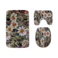 thumbnail image 1 of PUDMAD Beautiful and White Field Flowers Hand Drawn 3 Piece Bathroom Rugs Set Bath Rug Contour Mat and Toilet Lid Cover, 1 of 2