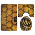thumbnail image 1 of PUDMAD Bee Honeybee 3 Piece Bathroom Rugs Set Bath Rug Contour Mat and Toilet Lid Cover, 1 of 2