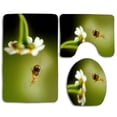 thumbnail image 1 of PUDMAD Bee on Flower 3 Piece Bathroom Rugs Set Bath Rug Contour Mat and Toilet Lid Cover, 1 of 2