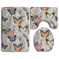 thumbnail image 1 of PUDMAD Beige Black Butterfly 3 Piece Bathroom Rugs Set Bath Rug Contour Mat and Toilet Lid Cover, 1 of 2