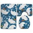 thumbnail image 1 of PUDMAD Beluga Whale 3 Piece Bathroom Rugs Set Bath Rug Contour Mat and Toilet Lid Cover, 1 of 2