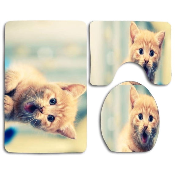 PUDMAD Best HD 3 Piece Bathroom Rugs Set Bath Rug Contour Mat and Toilet Lid Cover