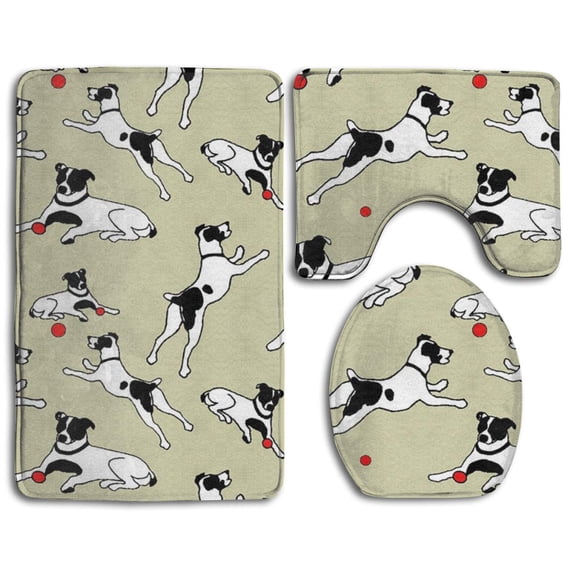 PUDMAD Best Jack Russell Terrier 3 Piece Bathroom Rugs Set Bath Rug Contour Mat and Toilet Lid Cover