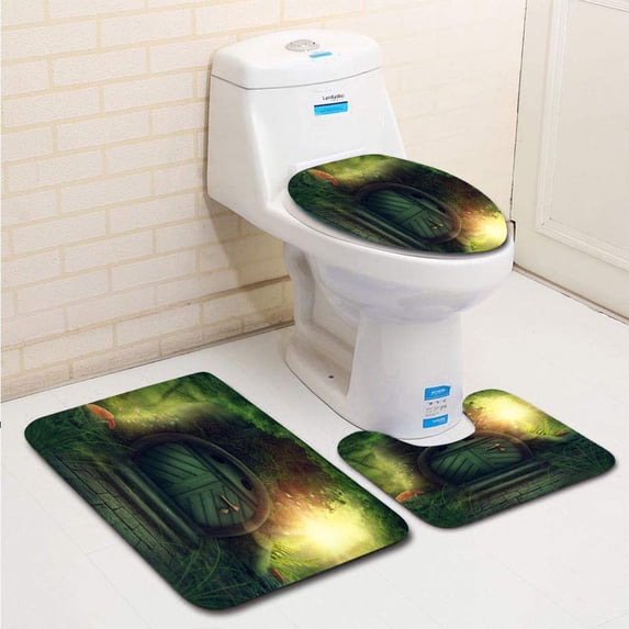 PUDMAD Big Magic Tree 3 Piece Bathroom Rugs Set Bath Rug Contour Mat and Toilet Lid Cover