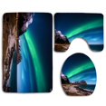 thumbnail image 1 of PUDMAD Bild Ocean Beach Rocks Polarlichts 3 Piece Bathroom Rugs Set Bath Rug Contour Mat and Toilet Lid Cover, 1 of 2