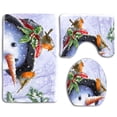 thumbnail image 1 of PUDMAD Bird on Snowman Christmas 3 Piece Bathroom Rugs Set Bath Rug Contour Mat and Toilet Lid Cover, 1 of 2