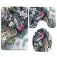 thumbnail image 1 of PUDMAD Birds Flowers and Geometric Elements 3 Piece Bathroom Rugs Set Bath Rug Contour Mat and Toilet Lid Cover, 1 of 2