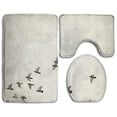 thumbnail image 1 of PUDMAD Birds Fly On Textured Old Paper 3 Piece Bathroom Rugs Set Bath Rug Contour Mat and Toilet Lid Cover, 1 of 2
