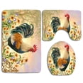 thumbnail image 1 of PUDMAD Birds Lovely Rooster Spring Flowers Seasons 3 Piece Bathroom Rugs Set Bath Rug Contour Mat and Toilet Lid Cover, 1 of 2