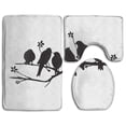 thumbnail image 1 of PUDMAD Birds On Branch Shadow 3 Piece Bathroom Rugs Set Bath Rug Contour Mat and Toilet Lid Cover, 1 of 2