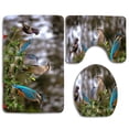 thumbnail image 1 of PUDMAD Birds Roost Perched Plumage Nature 3 Piece Bathroom Rugs Set Bath Rug Contour Mat and Toilet Lid Cover, 1 of 2