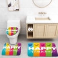 thumbnail image 1 of PUDMAD Birthday Vertical Bold Stripes in Balloons Festive Font 3 Piece Bathroom Rugs Set Bath Rug Contour Mat and Toilet Lid Cover, 1 of 2