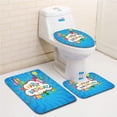 thumbnail image 1 of PUDMAD Birthday Wavy Backdrop Greeting Text Party Hats Confetti Best Wishes 3 Piece Bathroom Rugs Set Bath Rug Contour Mat and Toilet Lid Cover, 1 of 2