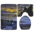thumbnail image 1 of PUDMAD Black Beach and Mountains 3 Piece Bathroom Rugs Set Bath Rug Contour Mat and Toilet Lid Cover, 1 of 2
