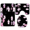 thumbnail image 1 of PUDMAD Black Cherry Black Beautiful 3 Piece Bathroom Rugs Set Bath Rug Contour Mat and Toilet Lid Cover, 1 of 2