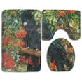 thumbnail image 1 of PUDMAD Black Cockatoo 3 Piece Bathroom Rugs Set Bath Rug Contour Mat and Toilet Lid Cover, 1 of 2