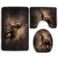 thumbnail image 1 of PUDMAD Black Cool Horse 3 Piece Bathroom Rugs Set Bath Rug Contour Mat and Toilet Lid Cover, 1 of 2