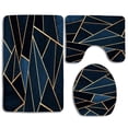 thumbnail image 1 of PUDMAD Black Gold Geometric 3 Piece Bathroom Rugs Set Bath Rug Contour Mat and Toilet Lid Cover, 1 of 2