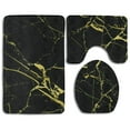 thumbnail image 1 of PUDMAD Black Gold Marble 3 Piece Bathroom Rugs Set Bath Rug Contour Mat and Toilet Lid Cover, 1 of 2