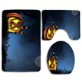 thumbnail image 1 of PUDMAD Black Halloween Pumpkin Lantern 3 Piece Bathroom Rugs Set Bath Rug Contour Mat and Toilet Lid Cover, 1 of 2