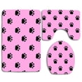 thumbnail image 1 of PUDMAD Black Paws on Pink 3 Piece Bathroom Rugs Set Bath Rug Contour Mat and Toilet Lid Cover, 1 of 2