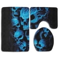 thumbnail image 1 of PUDMAD Black and Blue Cool Skulls 3 Piece Bathroom Rugs Set Bath Rug Contour Mat and Toilet Lid Cover, 1 of 2