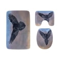 thumbnail image 1 of PUDMAD Black and Terrible Crow 3 Piece Bathroom Rugs Set Bath Rug Contour Mat and Toilet Lid Cover, 1 of 2