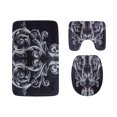 thumbnail image 1 of PUDMAD Black and White 3 Piece Bathroom Rugs Set Bath Rug Contour Mat and Toilet Lid Cover, 1 of 2