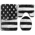 thumbnail image 1 of PUDMAD Black and White American Flag 3 Piece Bathroom Rugs Set Bath Rug Contour Mat and Toilet Lid Cover, 1 of 2