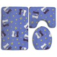 thumbnail image 1 of PUDMAD Black and White Cat 3 Piece Bathroom Rugs Set Bath Rug Contour Mat and Toilet Lid Cover, 1 of 2