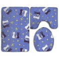 thumbnail image 1 of PUDMAD Black and White Cat 3 Piece Bathroom Rugs Set Bath Rug Contour Mat and Toilet Lid Cover, 1 of 2
