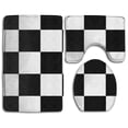 thumbnail image 1 of PUDMAD Black and White Checkered 3 Piece Bathroom Rugs Set Bath Rug Contour Mat and Toilet Lid Cover, 1 of 2