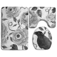 thumbnail image 1 of PUDMAD Black and White Crow 3 Piece Bathroom Rugs Set Bath Rug Contour Mat and Toilet Lid Cover, 1 of 2