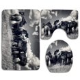 thumbnail image 1 of PUDMAD Black and White Horses 3 Piece Bathroom Rugs Set Bath Rug Contour Mat and Toilet Lid Cover, 1 of 2