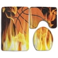 thumbnail image 1 of PUDMAD Blazing Basketball 3 Piece Bathroom Rugs Set Bath Rug Contour Mat and Toilet Lid Cover, 1 of 2