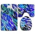 thumbnail image 1 of PUDMAD Blue Abstract Feather Texture 3 Piece Bathroom Rugs Set Bath Rug Contour Mat and Toilet Lid Cover, 1 of 2