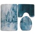 thumbnail image 1 of PUDMAD Blue Abstract Painted Texture Close Up Fragment Acrylic Painting 3 Piece Bathroom Rugs Set Bath Rug Contour Mat and Toilet Lid Cover, 1 of 2