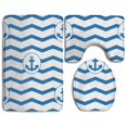 thumbnail image 1 of PUDMAD Blue Anchor 3 Piece Bathroom Rugs Set Bath Rug Contour Mat and Toilet Lid Cover, 1 of 2