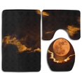 thumbnail image 1 of PUDMAD Blue And Red 3 Piece Bathroom Rugs Set Bath Rug Contour Mat and Toilet Lid Cover, 1 of 2
