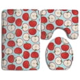 thumbnail image 1 of PUDMAD Blue Apple 3 Piece Bathroom Rugs Set Bath Rug Contour Mat and Toilet Lid Cover, 1 of 2