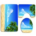 thumbnail image 1 of PUDMAD Blue Beach 3 Piece Bathroom Rugs Set Bath Rug Contour Mat and Toilet Lid Cover, 1 of 2