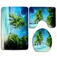 thumbnail image 1 of PUDMAD Blue Beach Palm Tree Moon 3 Piece Bathroom Rugs Set Bath Rug Contour Mat and Toilet Lid Cover, 1 of 2