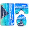 thumbnail image 1 of PUDMAD Blue Beach Plank Road 3 Piece Bathroom Rugs Set Bath Rug Contour Mat and Toilet Lid Cover, 1 of 2