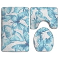 thumbnail image 1 of PUDMAD Blue Butterfly 3 Piece Bathroom Rugs Set Bath Rug Contour Mat and Toilet Lid Cover, 1 of 2